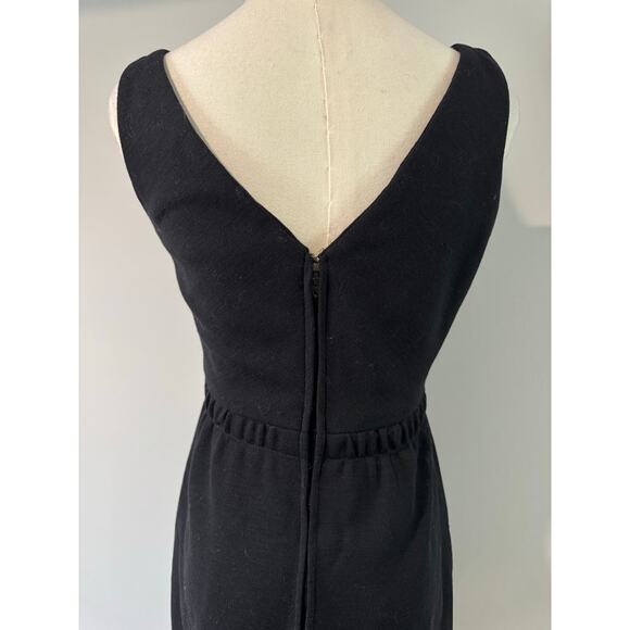 Vintage 60s/70s Bonwit Teller Black Sheath Dress Zip Back, Tie Front, ILGWU Tag - Picture 4 of 10